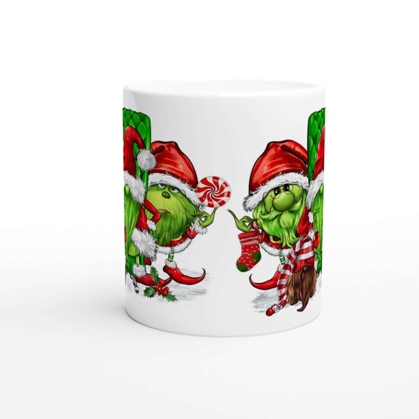 Green Christmas Gnomes - White 11oz Ceramic Mug