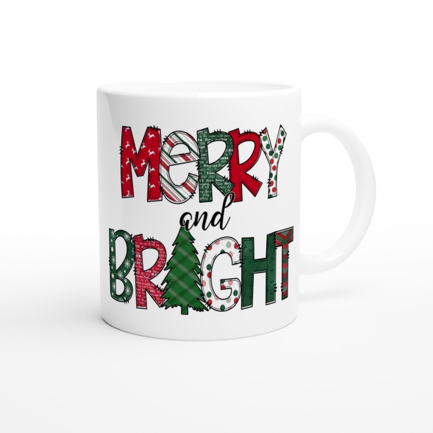 Merry and Bright Christmas White 11oz Ceramic Mug