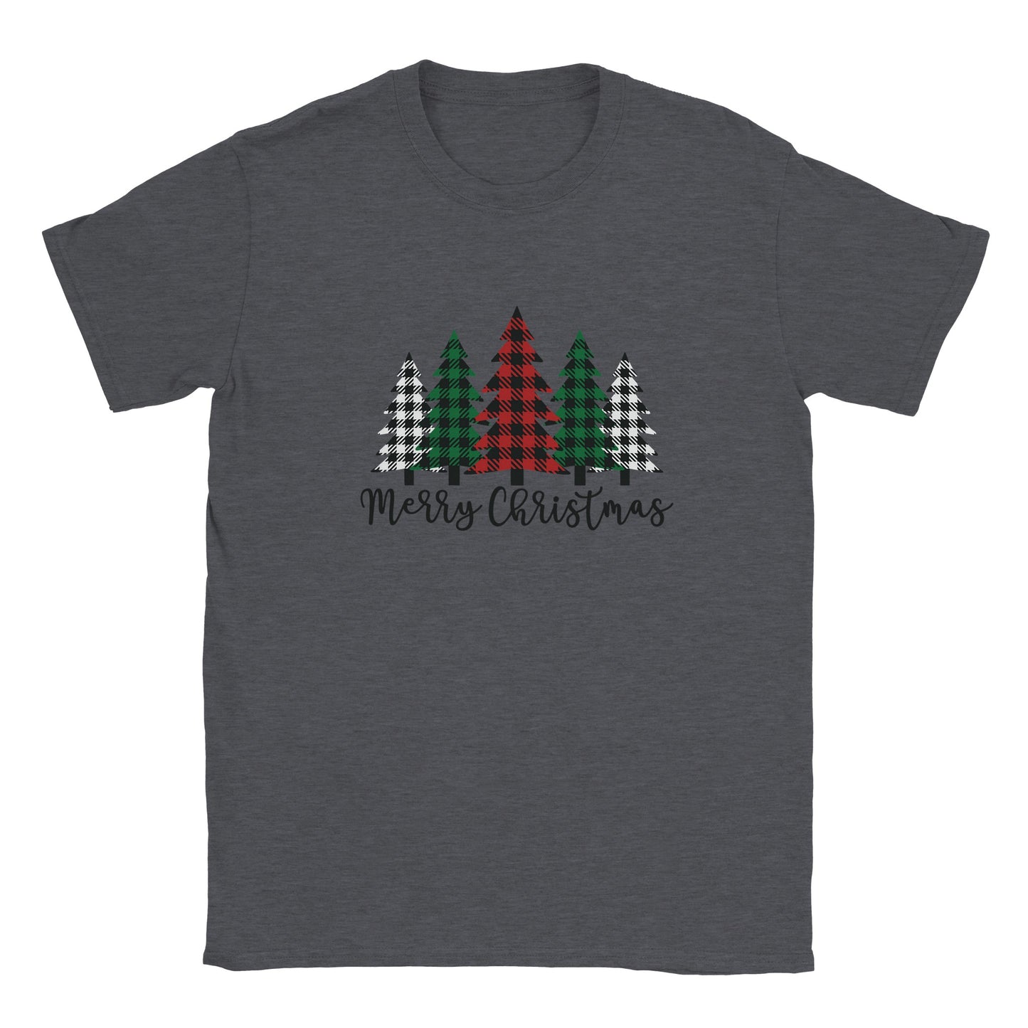 Merry Christmas (plaid trees) Classic Unisex Crewneck T-shirt