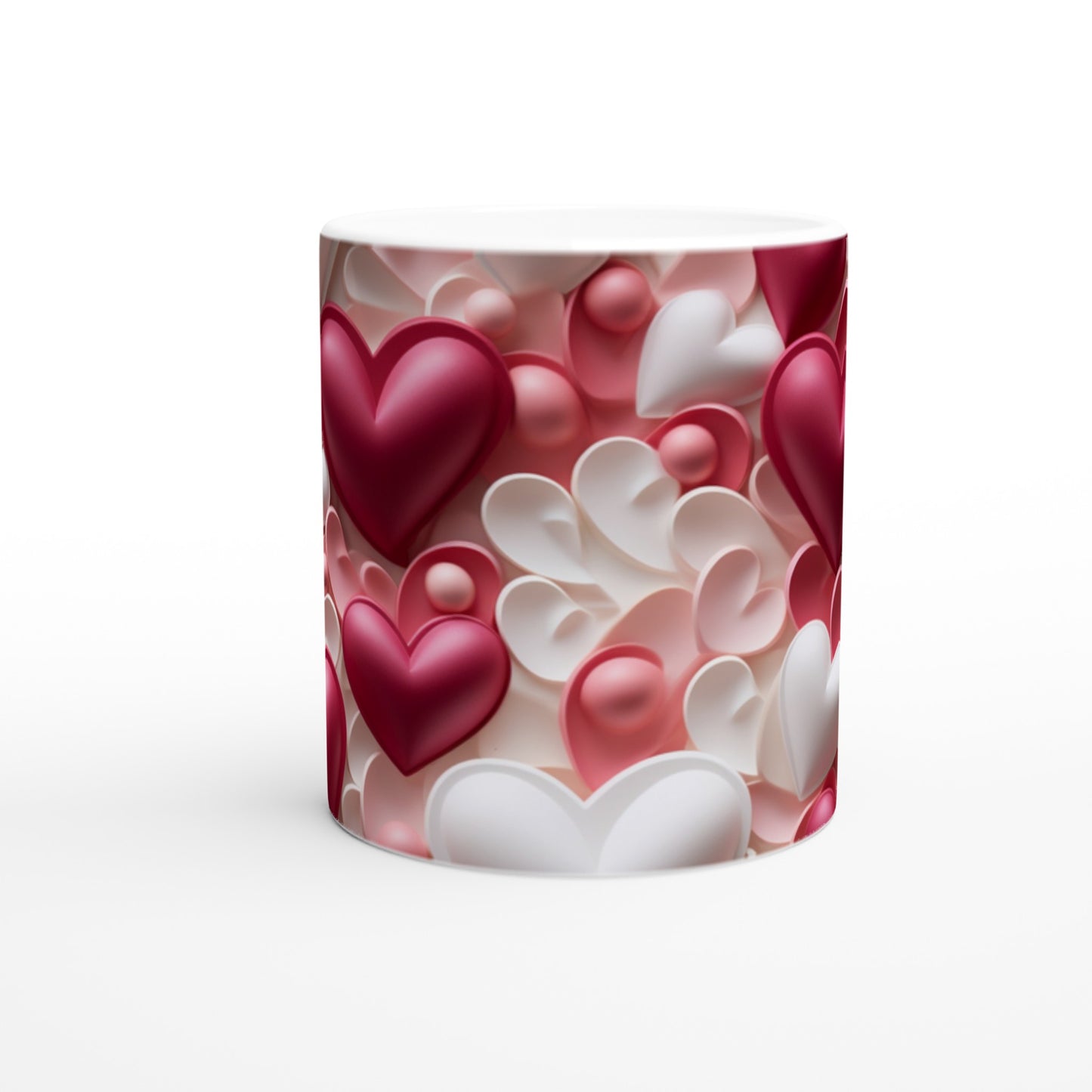 3D Hearts - White 11oz Ceramic Mug