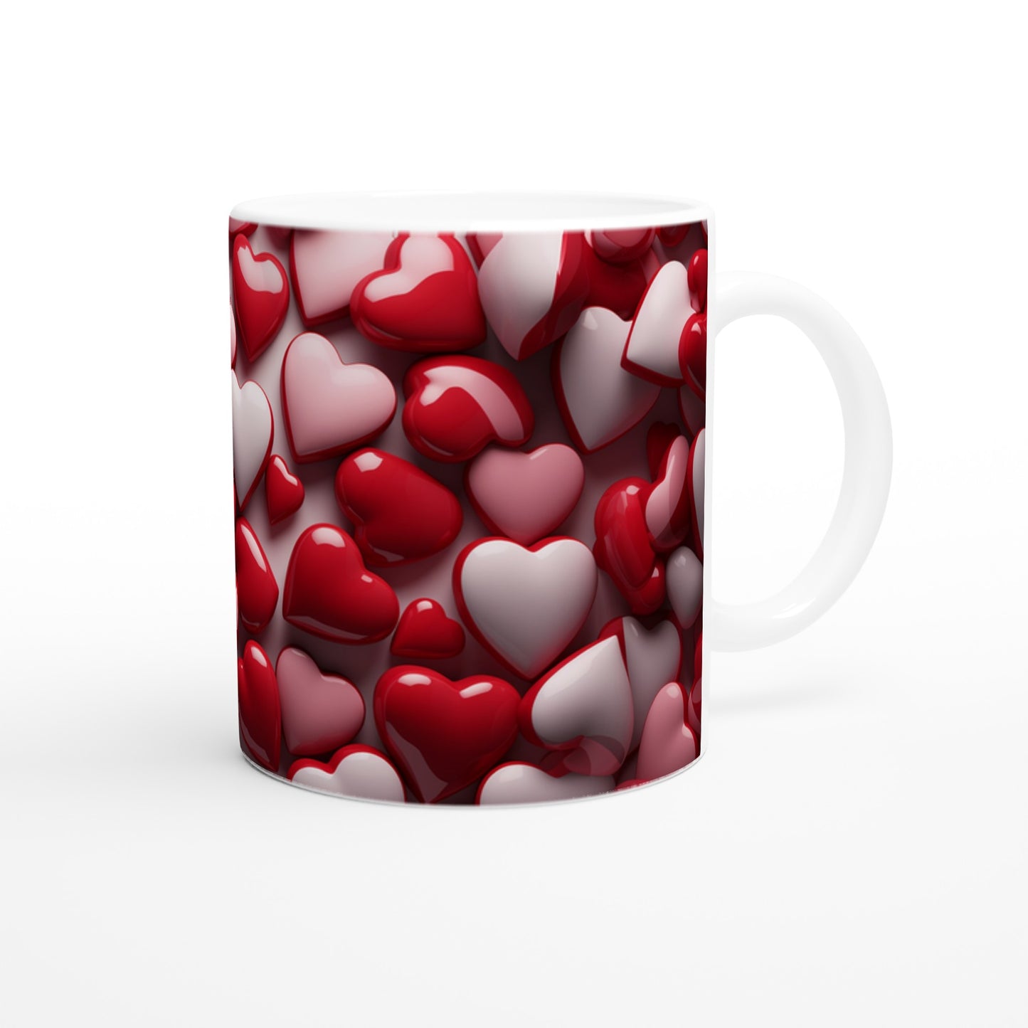 Hearts, pink, red, white