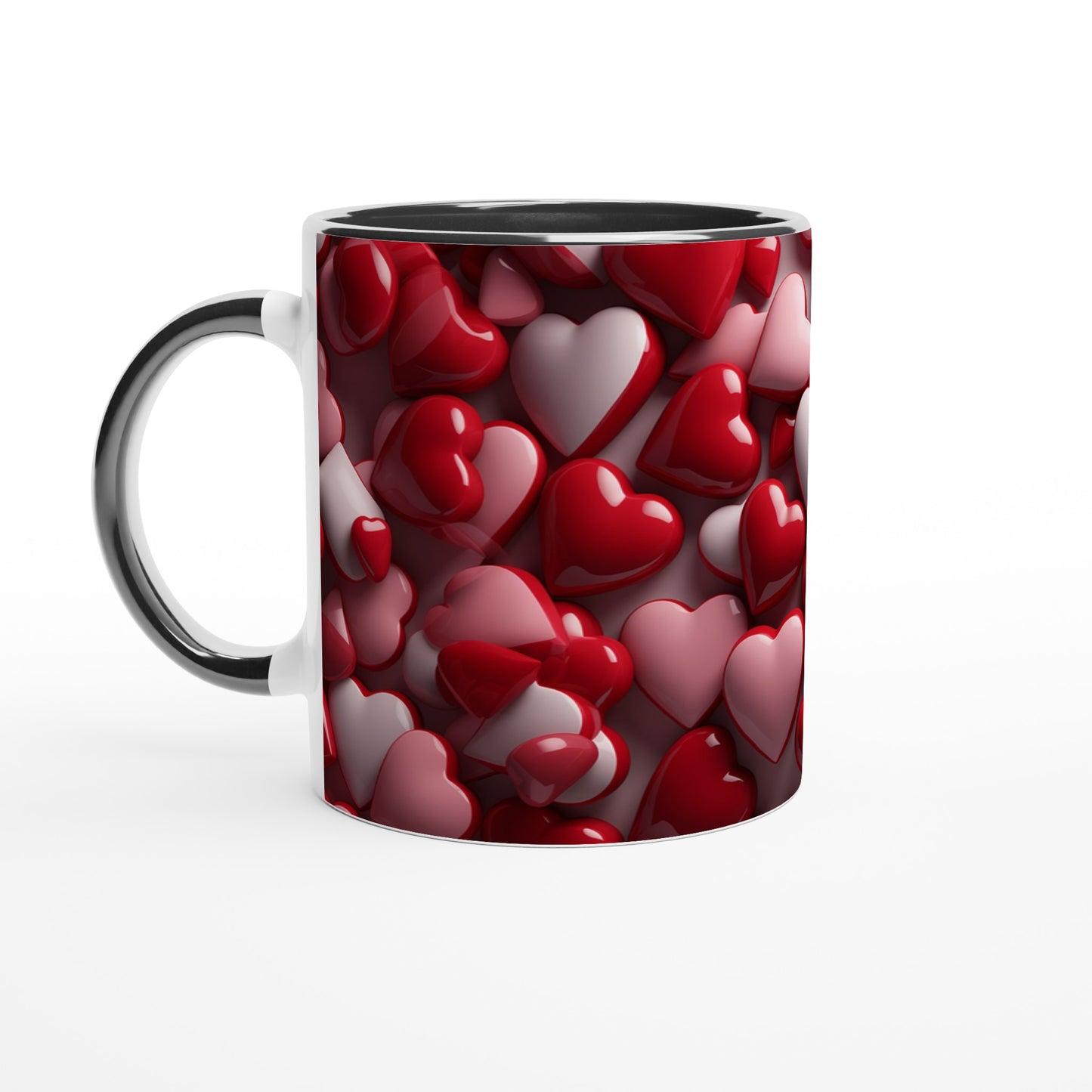 Hearts - Red, Pink, White 11oz Ceramic Mug with Color Inside