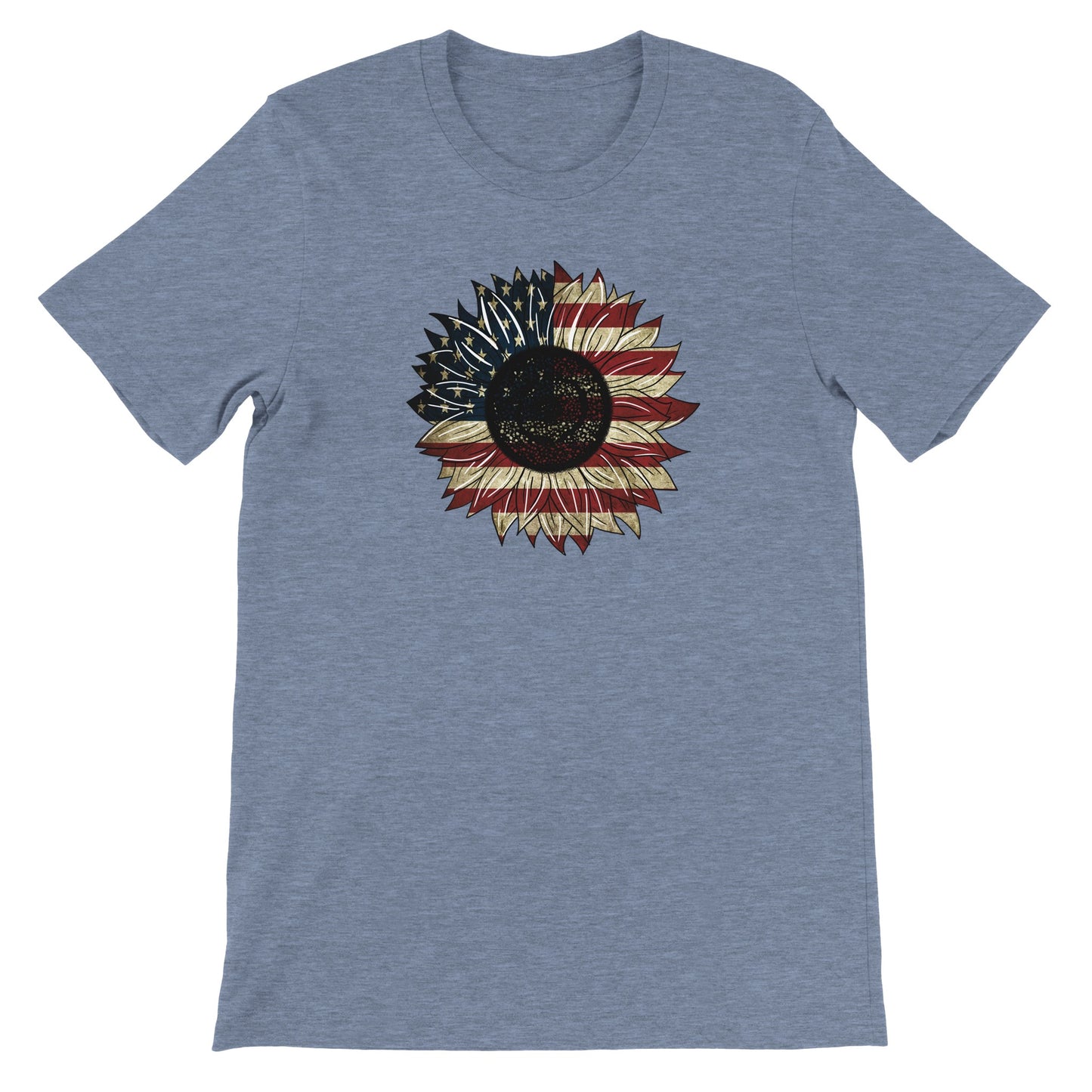 Red, White, Blue Sunflower - Premium Unisex Crewneck T-shirt