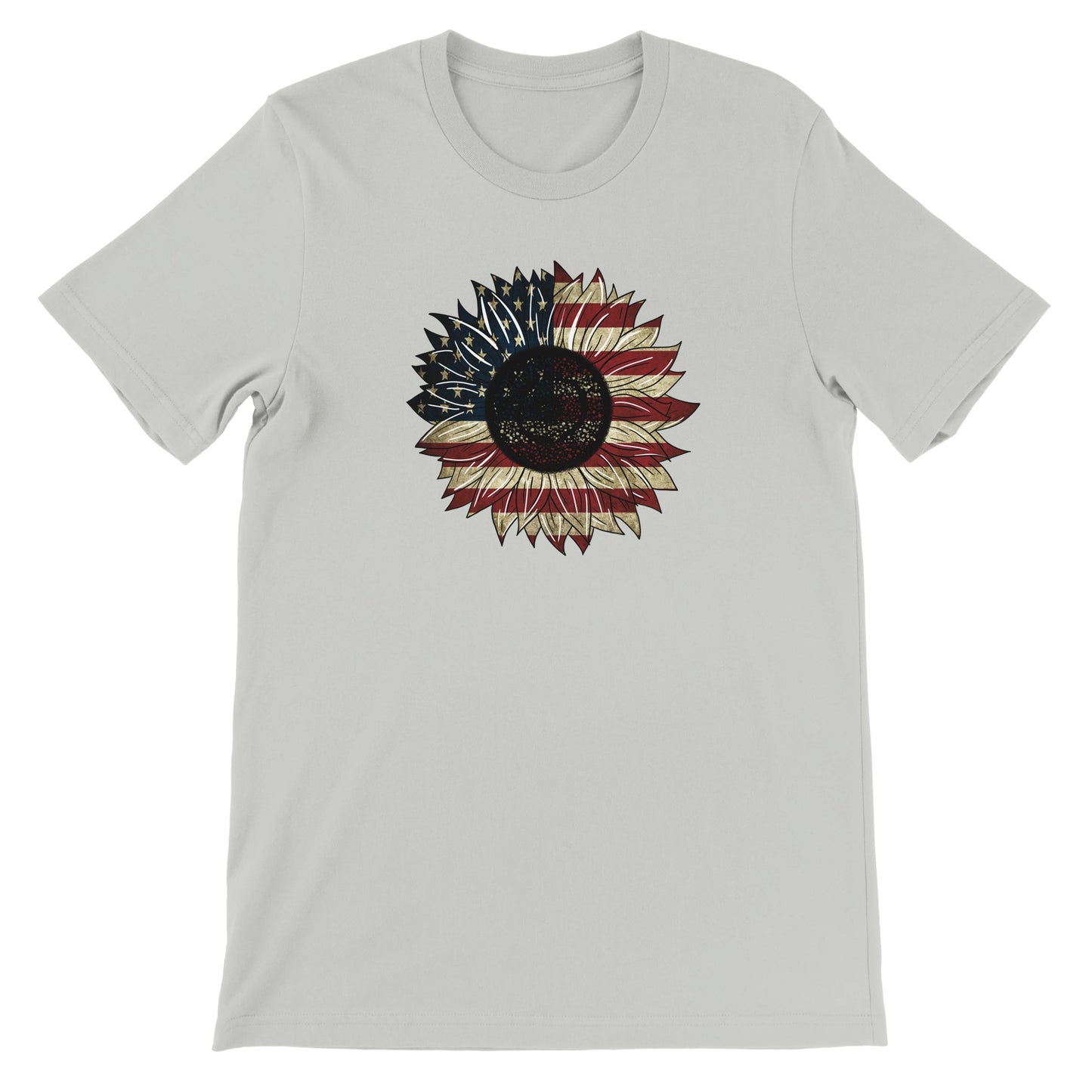 Red, White, Blue Sunflower - Premium Unisex Crewneck T-shirt