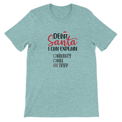 Dear Santa I Can Explain - I Tried - Premium Unisex Crewneck T-shirt