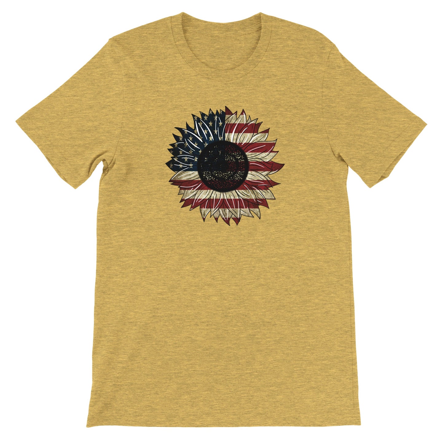 Red, White, Blue Sunflower - Premium Unisex Crewneck T-shirt