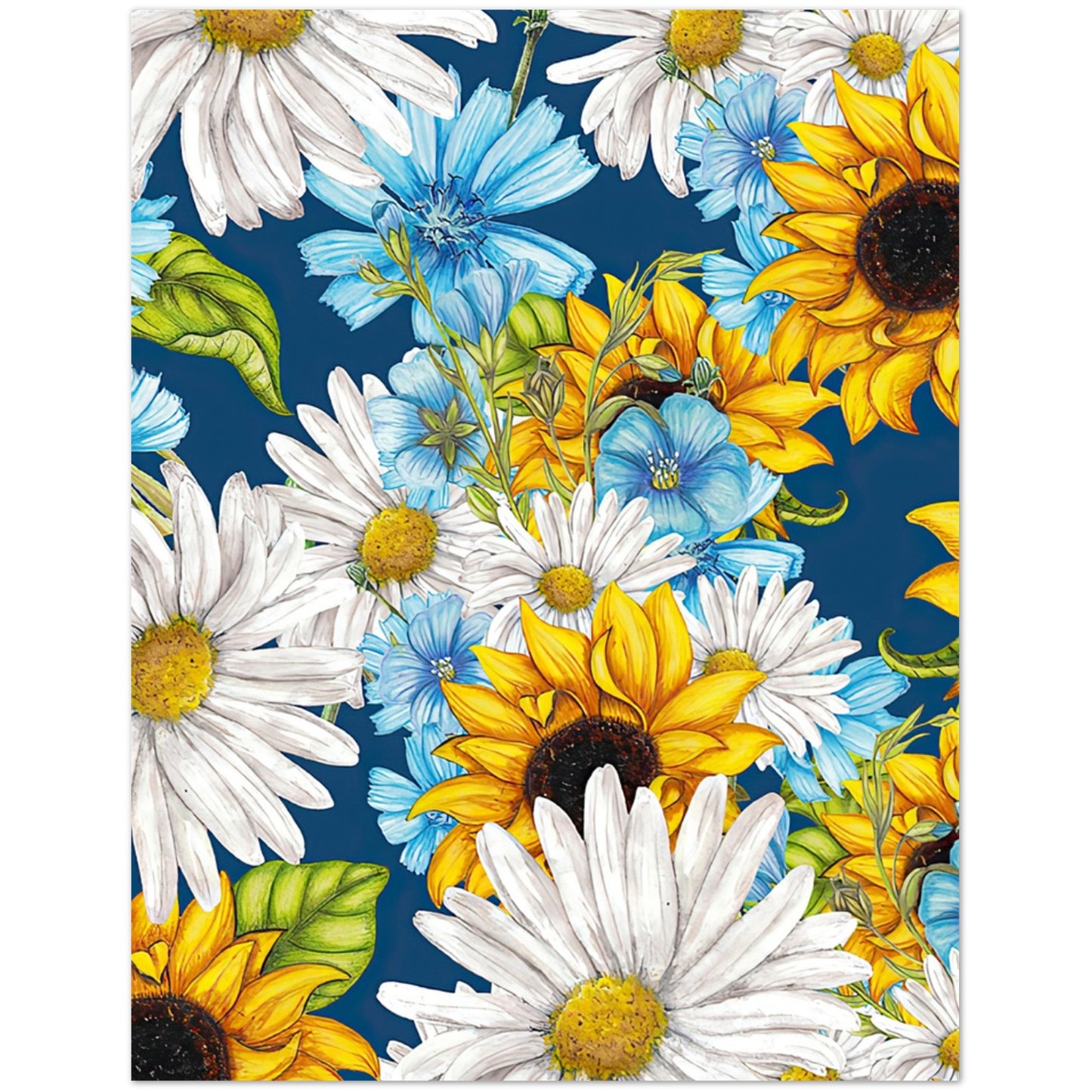 MIxed Daisies - Pack of 10, Blank Greeting Cards (standard envelopes) (US & CA)