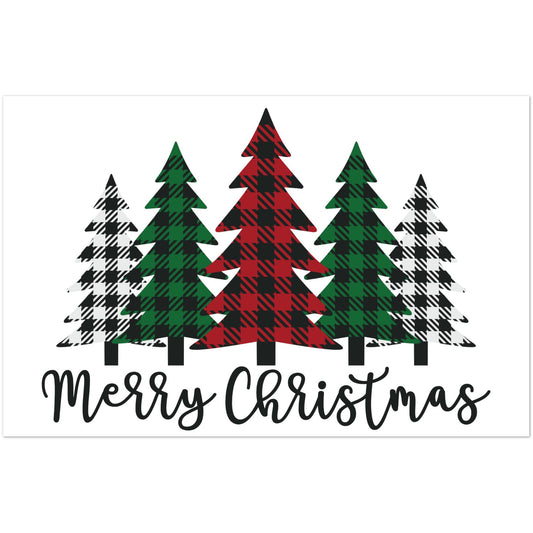 Merry Christmas (plaid trees) Pack of 10 Blank Greeting Cards (standard envelopes) (US & CA)