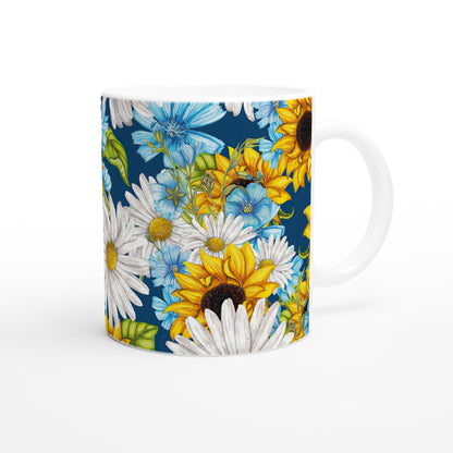 Mixed Daisies - White 11oz Ceramic Mug