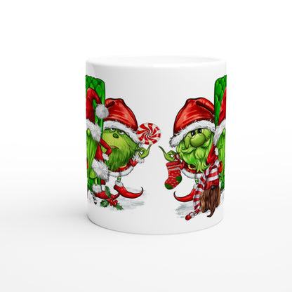 Green Christmas Gnomes - White 11oz Ceramic Mug