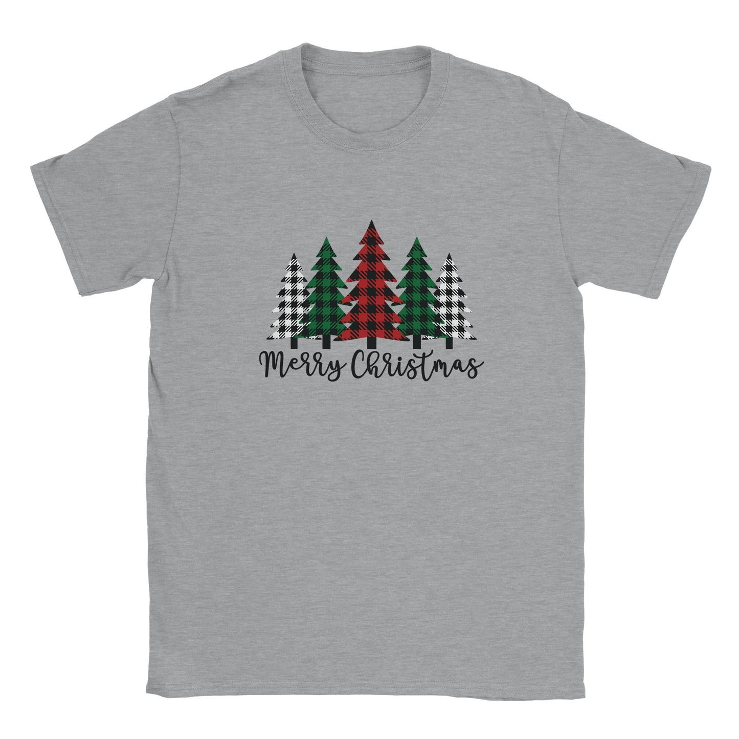 Merry Christmas (plaid trees) Classic Unisex Crewneck T-shirt