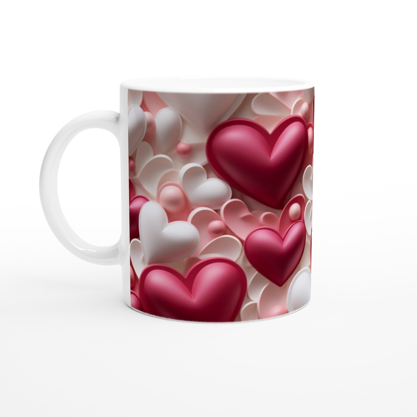 3D Hearts - White 11oz Ceramic Mug