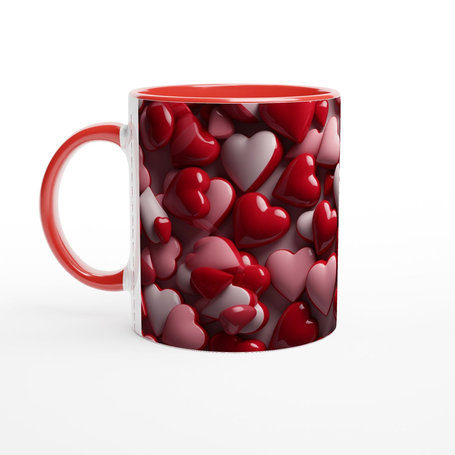 Hearts - Red, Pink, White 11oz Ceramic Mug with Color Inside
