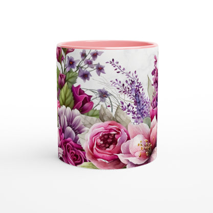 Colorful Variety Flowers 11oz Ceramic Mug with Color Inside