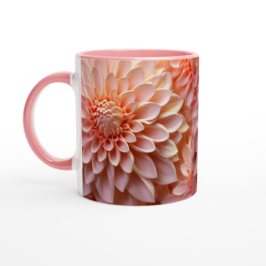 Pink Dahlia 11oz Ceramic Mug with Color Inside