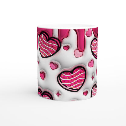 Pink drip with multiple heart patterns