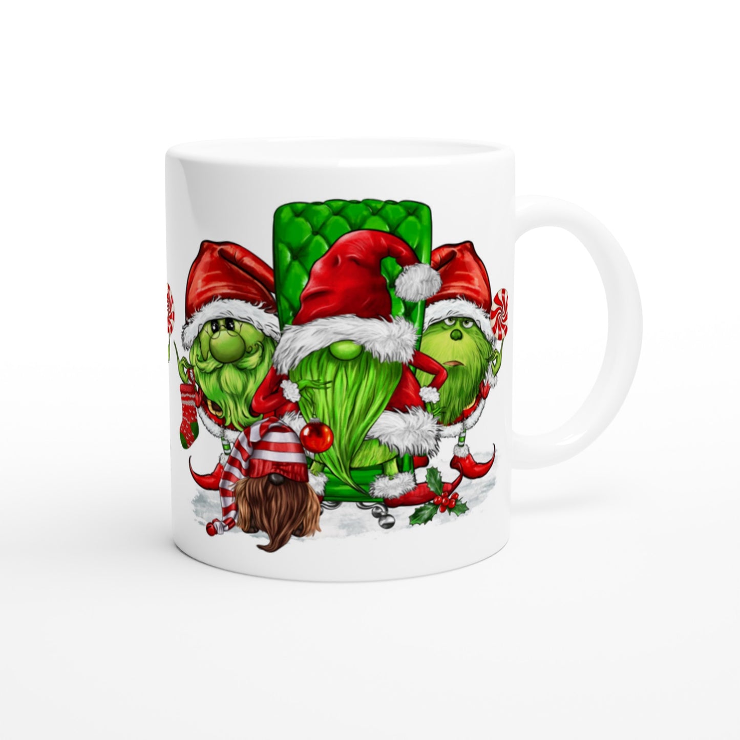 Green Christmas Gnomes - White 11oz Ceramic Mug