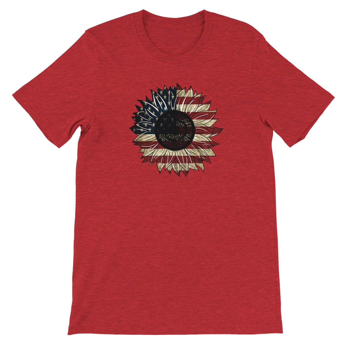 Red, White, Blue Sunflower - Premium Unisex Crewneck T-shirt