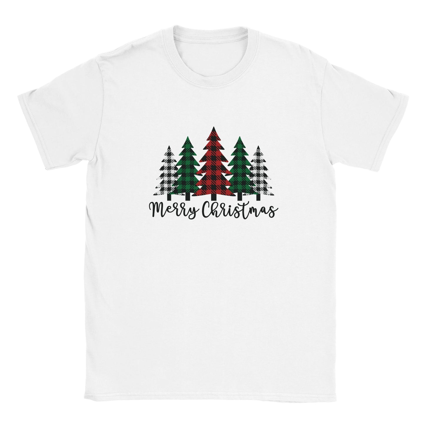 Merry Christmas (plaid trees) Classic Unisex Crewneck T-shirt