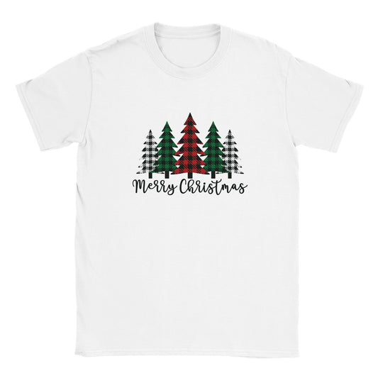 Merry Christmas (plaid trees) Classic Unisex Crewneck T-shirt