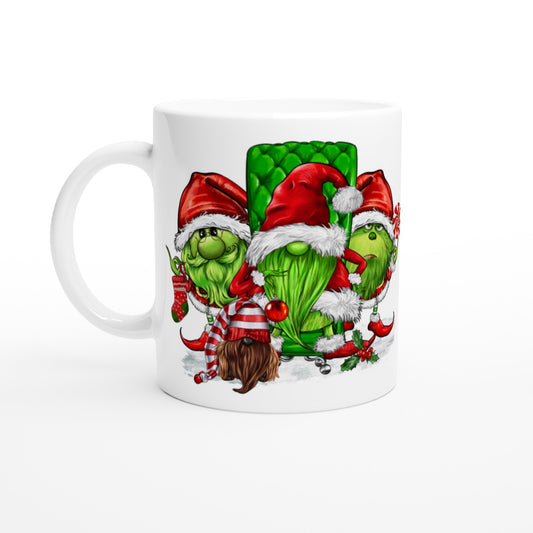 Green Christmas Gnomes - White 11oz Ceramic Mug