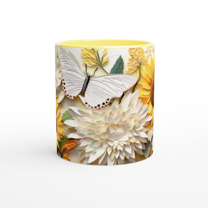 Sunflower and Butterfly  11oz Ceramic Mug with Color Inside