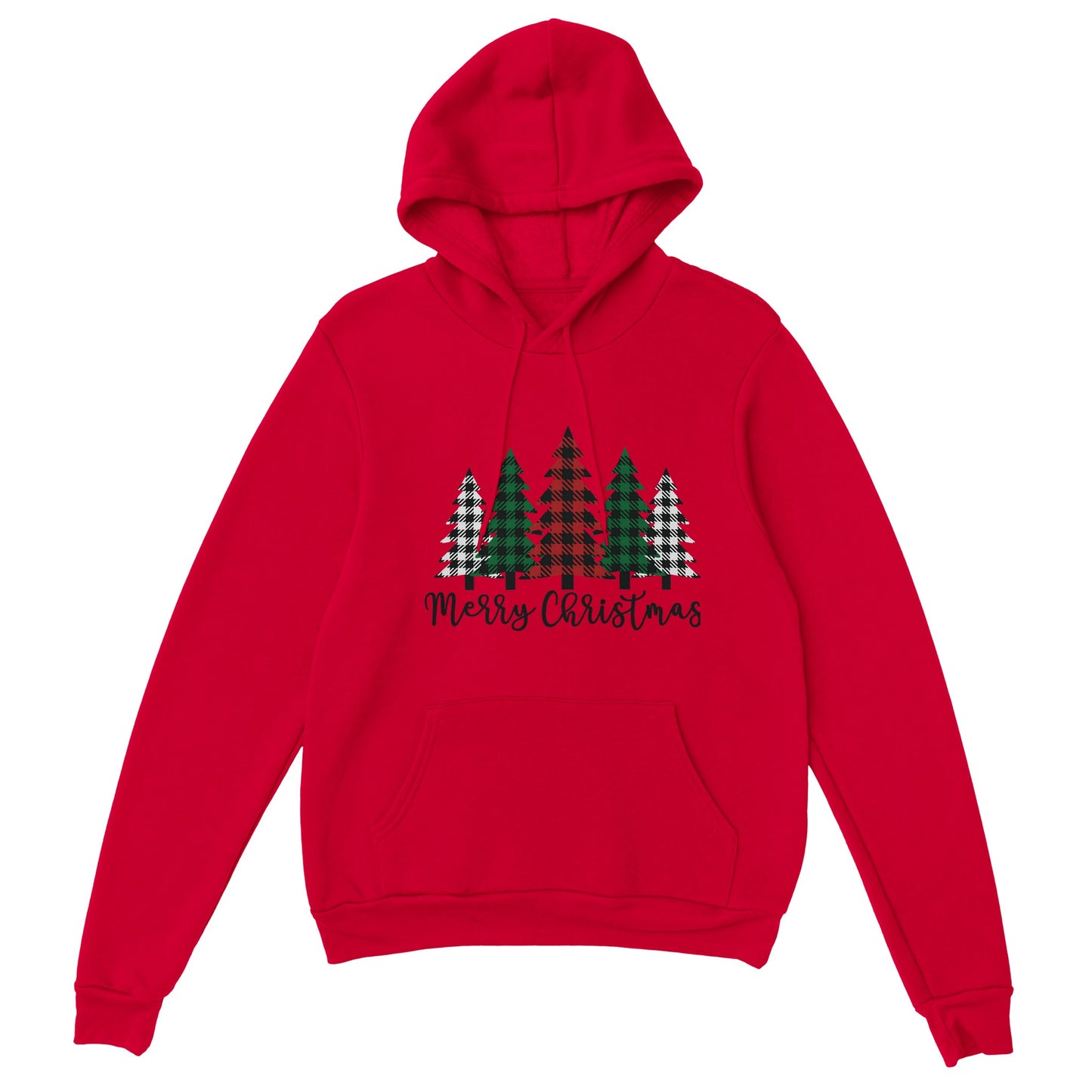 Merry Christmas (plaid trees) - Classic Unisex Pullover Hoodie