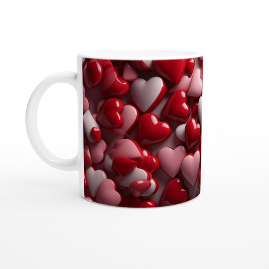 Hearts, pink, red, white