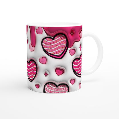 Pink drip with multiple heart patterns