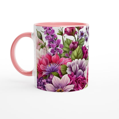 Colorful Variety Flowers 11oz Ceramic Mug with Color Inside