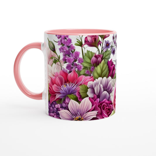 Colorful Variety Flowers 11oz Ceramic Mug with Color Inside