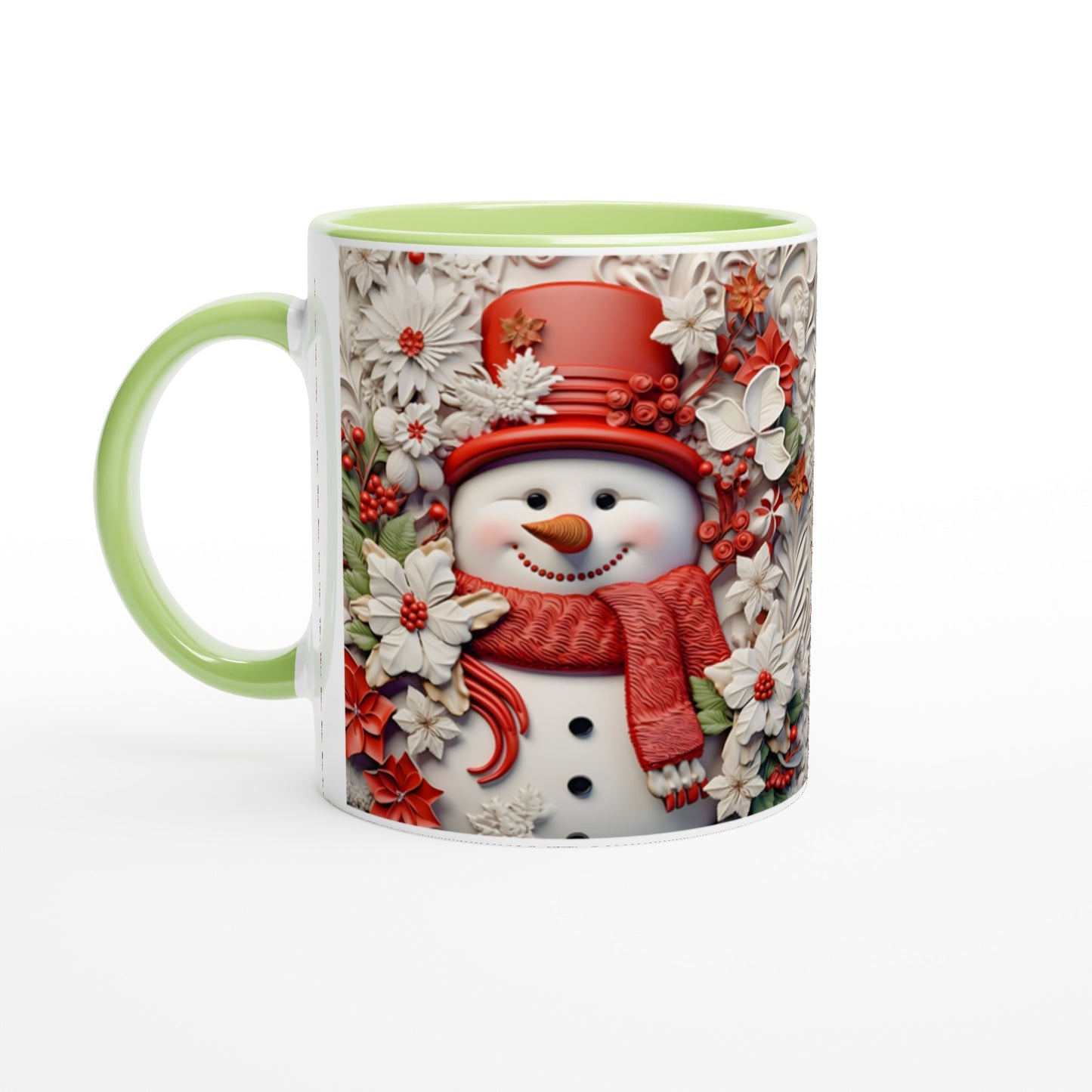 Snowman with Red Hat & Scarf 11oz Ceramic Mug with Color Inside