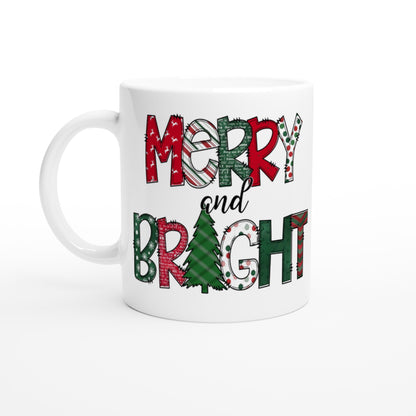 Merry and Bright Christmas White 11oz Ceramic Mug