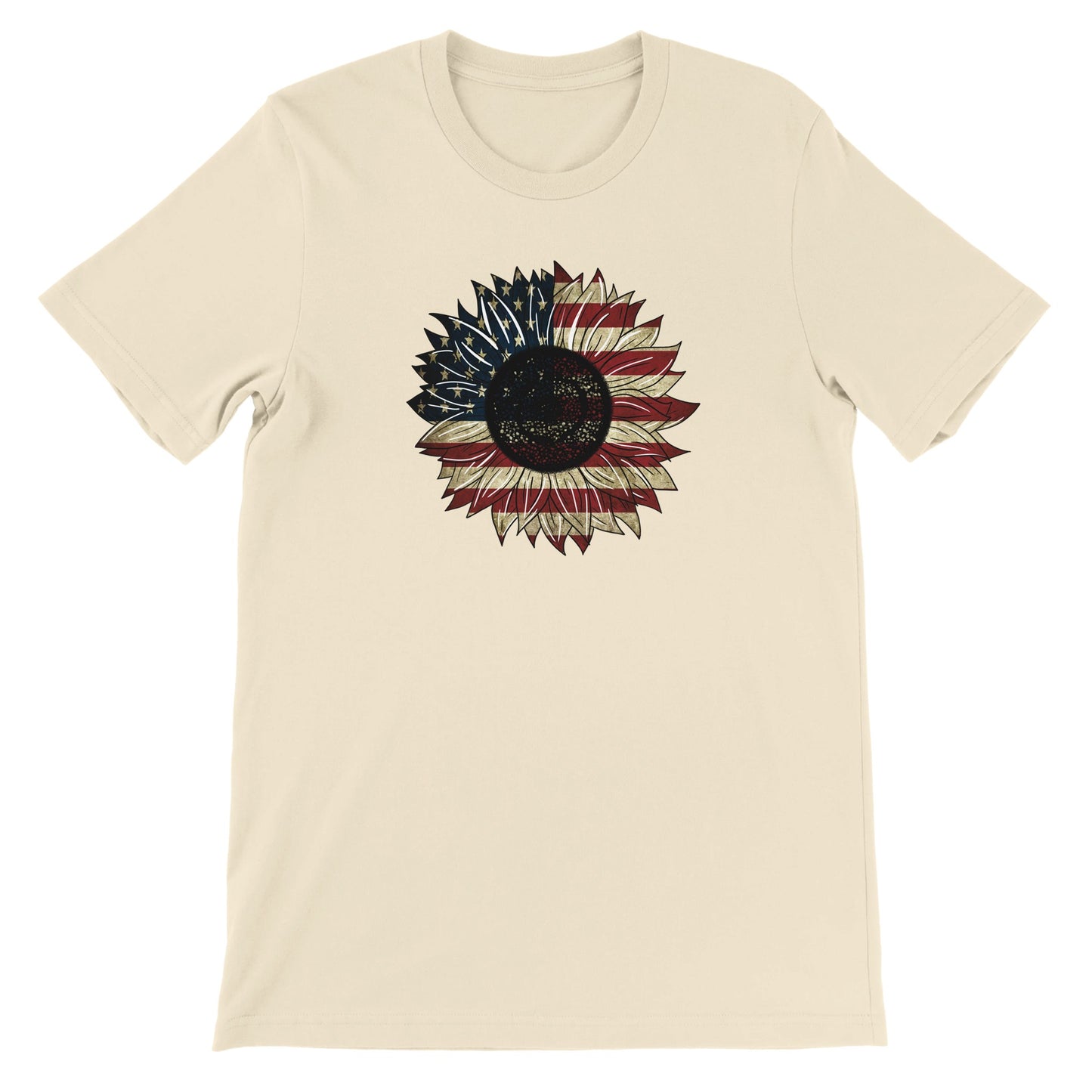 Red, White, Blue Sunflower - Premium Unisex Crewneck T-shirt
