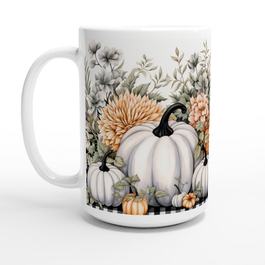 White Pumpkins Fall 15oz Ceramic Mug