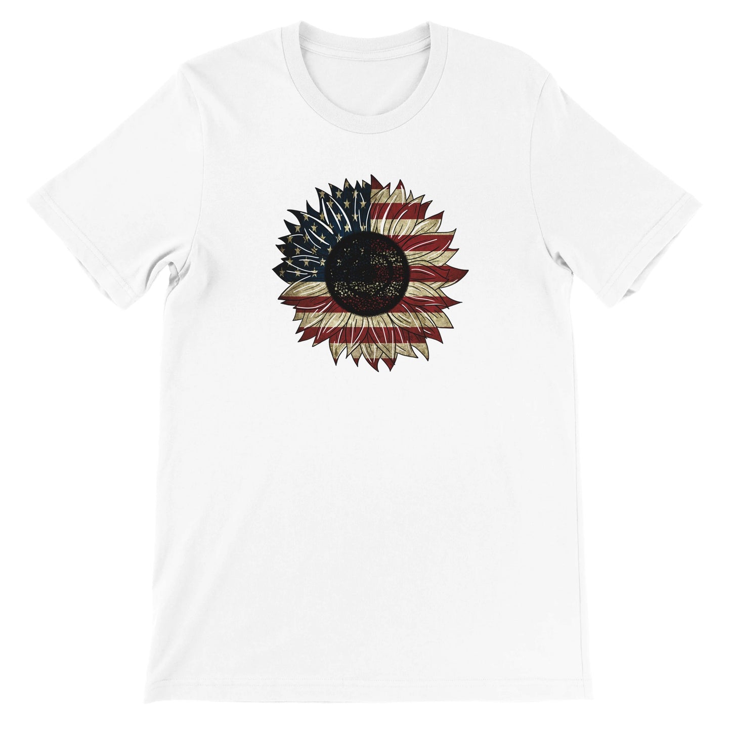 Red, White, Blue Sunflower - Premium Unisex Crewneck T-shirt