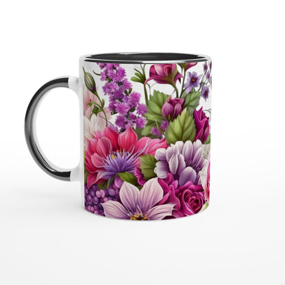 Colorful Variety Flowers 11oz Ceramic Mug with Color Inside
