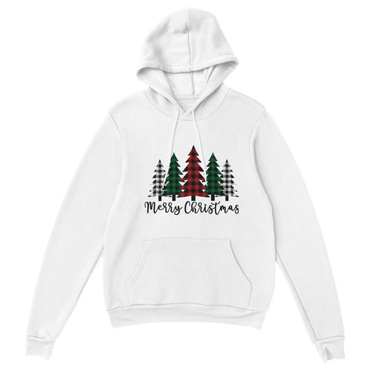Merry Christmas (plaid trees) - Classic Unisex Pullover Hoodie