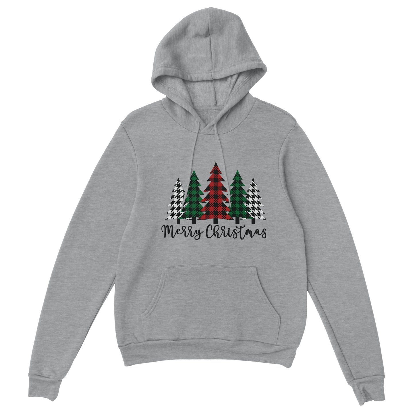 Merry Christmas (plaid trees) - Classic Unisex Pullover Hoodie